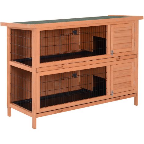 Gabbia a doppio strato per piccoli animali/porcellini d'India, in legno di cedro, arancione, 136,4 cm x 50 cm x 93 cm (in loco) (1/5)