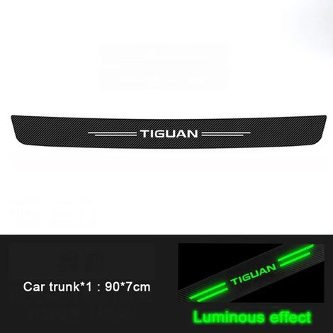 (Coffre 1 pièce) Seuil de porte lumineux de bienvenue avec pédale,protection anti-éraflures et autocollants de protection pour VW Tiguan,logo,pare-chocs arrière,bandes de protection (1/3)