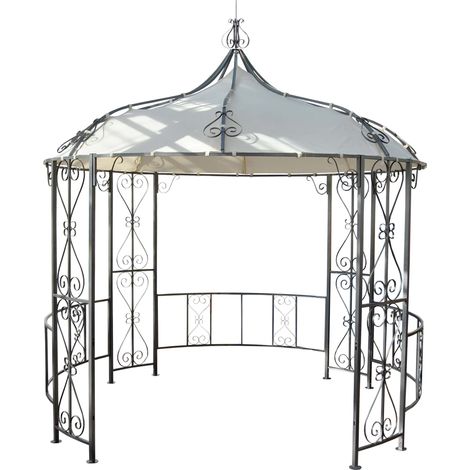 Pergola padiglione arco da giardino pergolato rotondo tendone per ricevimenti robusto telaio in acciaio Ø 3 m crema 040004059