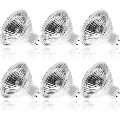 Ampoule Halogène MR16 GU5.3 - Lot de 6 - Verre et Culot Bipin - Dimmable 50W 12V - Éclairage Intérieur et Extérieur - Blanc Chaud 2700K (1/5)