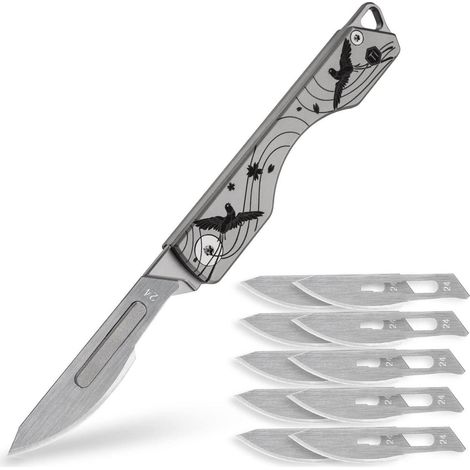 Klappmesser aus Titan mit auswechselbarer Klinge Nr. 24, EDC-Taschenmesser für Camping