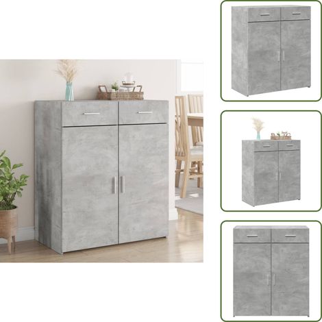 Credenza da cucina - vidaXL Credenza Grigio Cemento 80x42,5x93 cm in Legno Multistrato - Credenza moderna