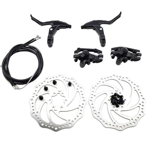 Kit de freins à disque pour vélo 160mm Ensemble Disque Frein avant et frein arrière poignées de frein câbles de frein Leviers de frein Kit de câbles (1/5)