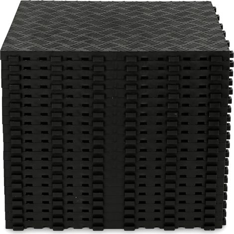 Lot de 20 Revêtements de Sol de Garage à Emboîter, Dalles de Garage Emboîtables en PP, 400 x 400 x 18 mm, Noir, Antidérapant, pour Garage, Cave, Atelier de Réparation (1/5)