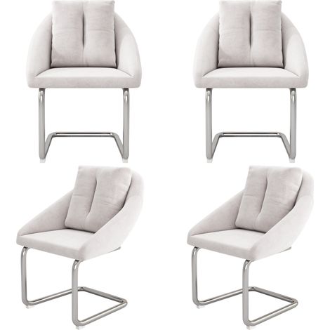 Silla De Comedor Giratoria en Terciopelo, Set de 4, Diseño Ergonómico, Estructura Metálica, Beige (1/5)