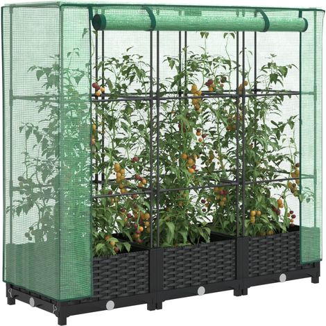 Jardinera elevada con cubierta de invernadero aspecto ratán 120x40x123 cm vidaXL (1/5)
