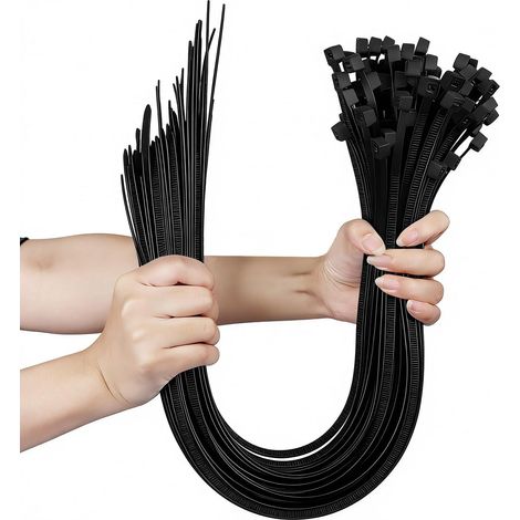 Noir Large Attaches de Câble 100 Pièces Serre-Câbles Extra Longue 650mm x 10mm Nylon Cable Ties Usage en Exterieur et Interieur ou Jardinage (Noir) (1/5)