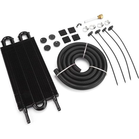 Refroidisseur de Transmission, Remplacement d'huile de Radiateur de Transmission avec Accessoires en Alliage d'aluminium pour Véhicule (4 rangs - noir) (1/5)