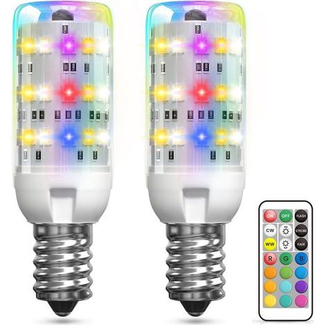 Lot de 2 ampoules LED E14 à changement de couleur, ampoules intelligentes à intensité variable RVB avec télécommande (SKU produit : 98225876 SKU Offre : mwj25.10.22-4) (1/4)