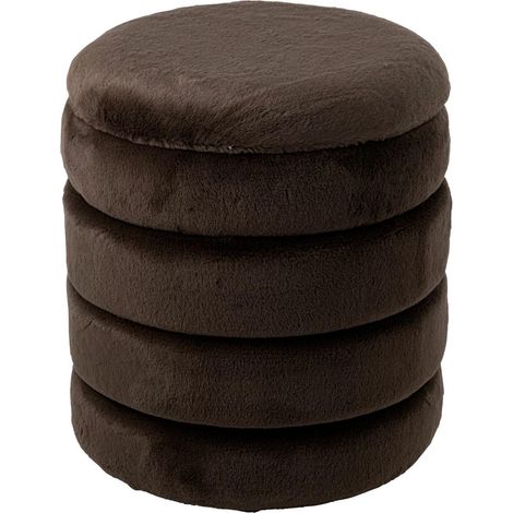 Pouf Coffre Imitation Fourrure "Cotton" 47cm Marron (1/5)