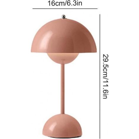 Lampe de Chevet LED - Champignon - Rose - Rechargeable - 3 Modes de Luminosité - Design Rétro Moderne (1/4)