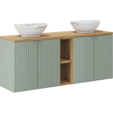 Mobile bagno doppio lavabo Jade verde e marrone 140cm (1/5)