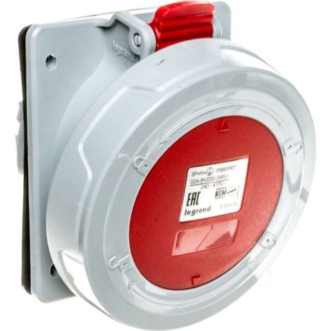 Einbausteckdose 5P 32A 400V rot IP67 P17 tempra PRO