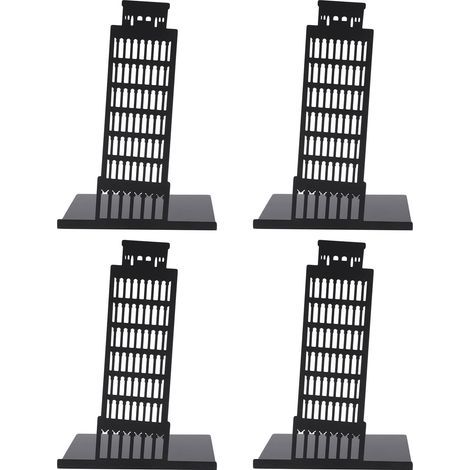 4 pièces Serre-livres Style Architectural Noir Métal Décoratif Support de Bureau Anti-dérapant Rack de Stockage DIY (1/5)