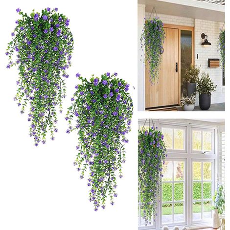 x plantes artificielles suspendues cm fleurs adaptées au jardin décoration murale 2 75 violettes (1/5)