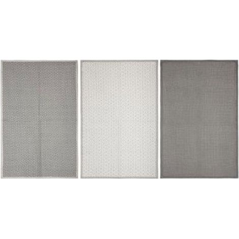 Lot de 3 Torchons "Imprimé" 45x70cm Gris (1/4)
