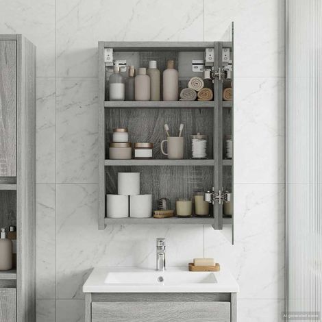 vidaXL Mobiletto per specchio da bagno Grigio Sonoma 30 x 10,5 x