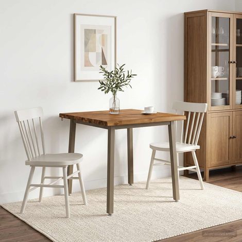 vidaXL 80 x 80 x 75 cm Bois d'Acacia Massif Naturel et café Carré (1/5)