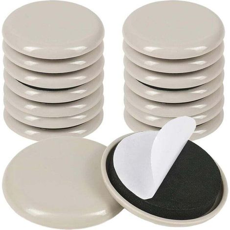 Jeu de 16 pièces,Patins pour Meubles Téflon Auto,Patins Glisseurs pour Meubles,pour déplacer des Meubles Lourds,Protège Le Sol et Les Meubles recouverts de Moquette (Rond 5cm) (1/4)