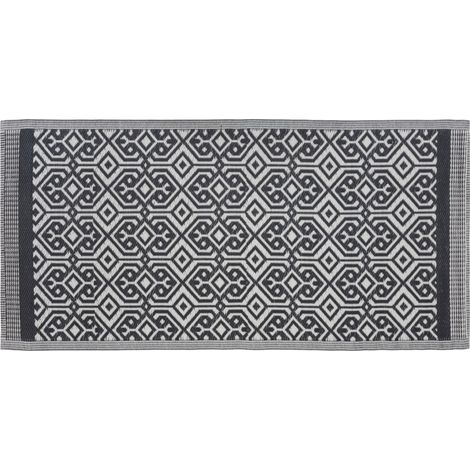 Tapis d'extérieur géométrique 90 x 180 cm Atmosphera - Mandala Noir