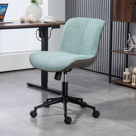 Chaise pivotante de travail réglable en hauteur et inclinaison, sans bras, capacité 120 kg, teinte verte, usage bureau. (1/5)
