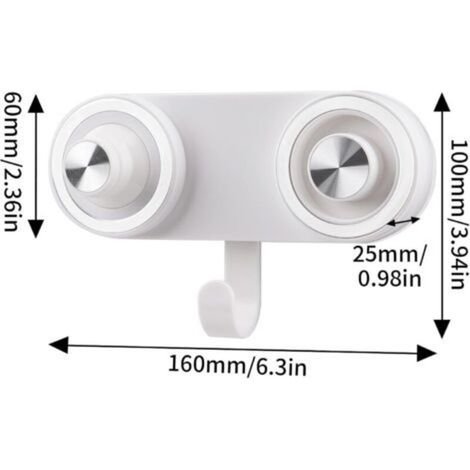 Serviteur de Rangement Douche à Suspendre Ventouse sans Perçage Réutilisable, Étagère Douche Amovible 8kg, Panier de Serviteur Mural Plastique pour Salle De Bain/Toilette/Cuisine, Blanc (1/4)