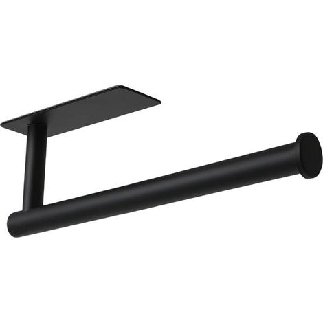 Porte-serviettes - Porte-rouleau de papier toilette - Rack mouchoirs - 33,5 x 6 x 4,5 cm - Acier inoxydable - Noir - Fixation murale - Geen perçage - Rangement Cuisine et salle de bain (1/5)