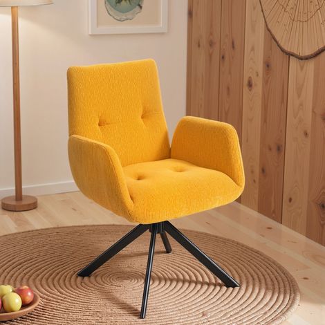 Amas fauteuil pivotant rembourré design moderne jaune (1/3)