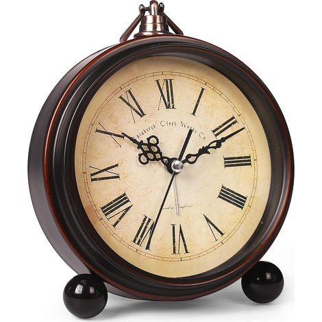 Battery Alarm Clock,Vintage Retro Alarm Clock with Night Light,Hangable (1/4)