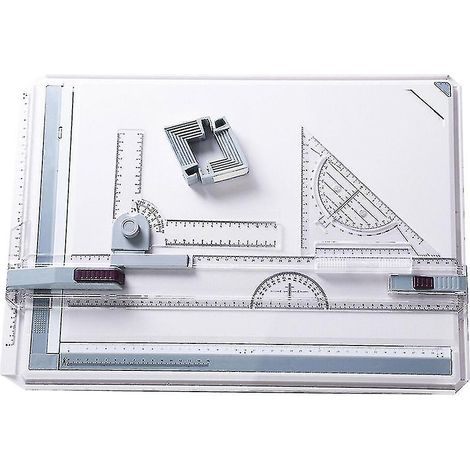 Crea – Table à dessin A3 en plastique incassable – Pieds antidérapants pour stabilité – Inclinaison réglable – Règles d'angle et rail de dessin parallèle (1/3)