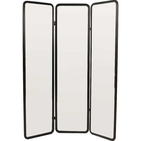 Paravent miroir 3 pans en métal - L. 146 x H. 180 cm - Noir - MIROLY (1/2)