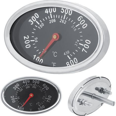 Thermomètre de barbecue en acier inoxydable pour fumoir et gril, jauge de température 430℃ (1/5)