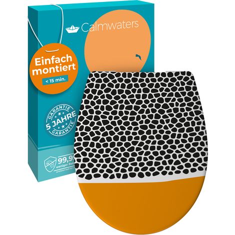 Calmwaters® WC Sitz Motiv Animal Print einfache Montage, Toilettendeckel bis 250 kg, Made in EU, antibakterieller Duroplast, Absenkautomatik, 2 Montage Optionen, abnehmbar, Klobrille, oval (1/5)