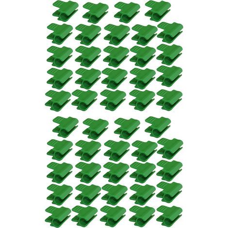 Pack of 48 hose clamps for garden hoses, garden shed film accessories, 11 mm outer diameter, plant stakes, plastic clips for greenhouses, Green (1/4)