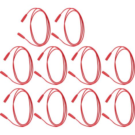 10er-Set elektrische Verlängerungs-Prüfleitungen, 0,44 mm², 2-mm-Buchse auf Bananenbuchse, J.70029, Rot (1/5)