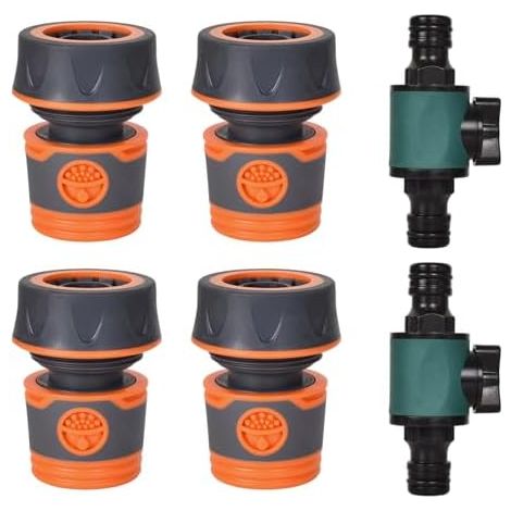 Kit de 6 Raccords Tuyau d'Arrosage 19 mm (3/4") – Adaptateurs Rapides 2 en 1 pour Robinet & Tuyau, Connecteurs Doubles Haute Pression, Antifuite, Compatibles Jardin, Irrigation, Lavage Voiture - (1/5)