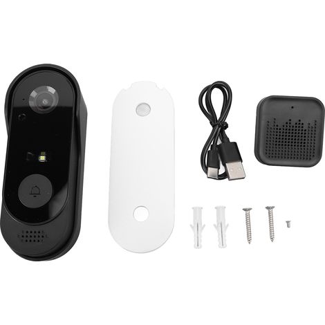 Sonnette vidéo intelligente sans fil pour l'extérieur, 1080p, Wi-Fi 2,4 GHz, communication bidirectionnelle avec récepteur pour Tuya Home Security-AquaForge