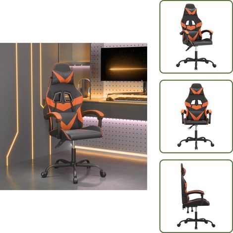The Living Store Gaming-Stuhl Drehbar Schwarz und Orange Kunstleder - Gamingstuhl Drehbar (1/5)