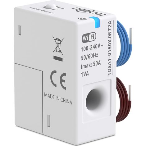 Wi-Fi Energy Monitoring Smart WiFi Energy Meter 1 Phase, Current Converter with CT Detection up to 50 A, Energy Meter via Smart Life App, Measurement of
