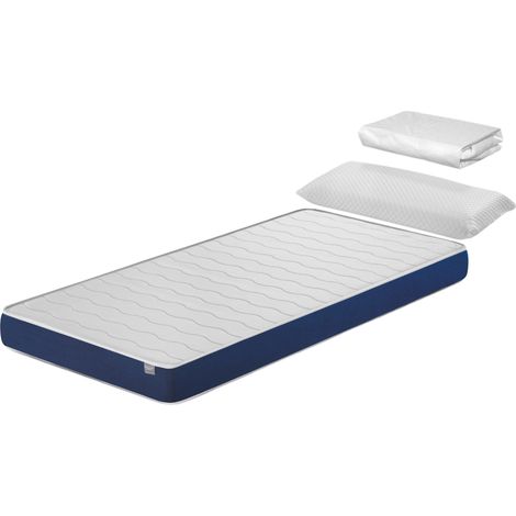 Pack Kindermatratze 90X200 ERGO KONFORT Hohe 14 CM H2 + 1 Memory Foam Kopfkissen + 1 Matratzenschoner