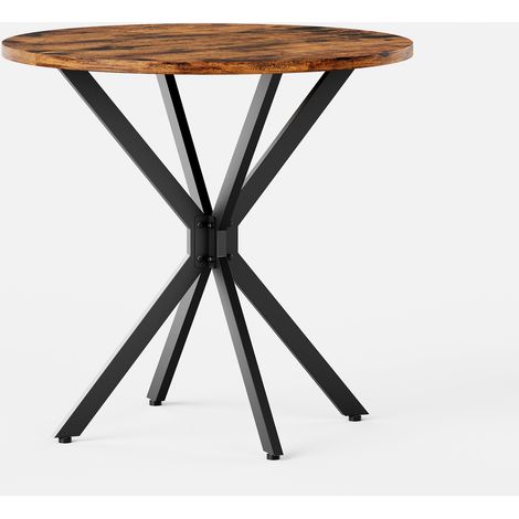 Runder Esstisch Ø80 cm im Industrial-Stil mit X-Beinen, Schwarz/Braun (1/5)