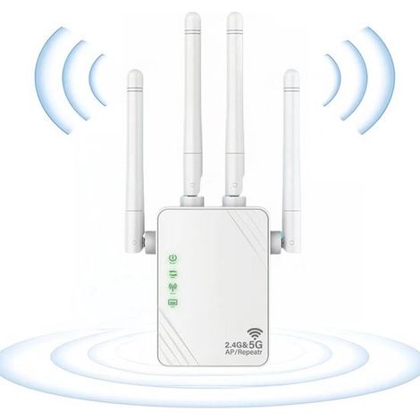 Leistungsstarker WLAN-Repeater 1200 Mbit/s Dualband-Verstärker mit 2 LAN-Anschlüssen (1/5)