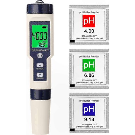 Testeur numérique 5-en-1 multi-paramètres pour pH, conductivité, TDS, salinité et température, outil de surveillance précis pour aquarium, hydroponie et analyse d'eau, appareil portable avec sonde mul (1/5)