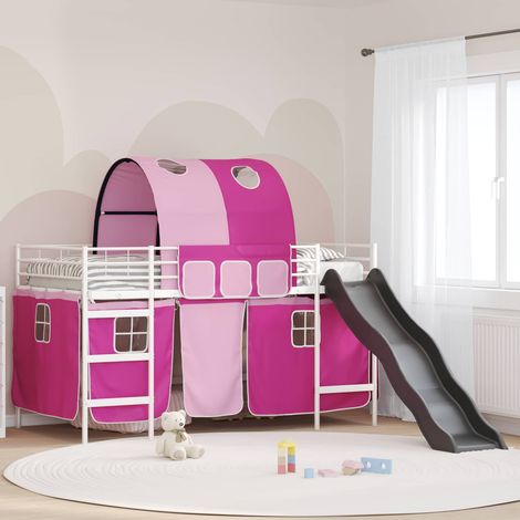 Kinder-Etagenbett Weiß und Rosa 90 x 200 cm Metall