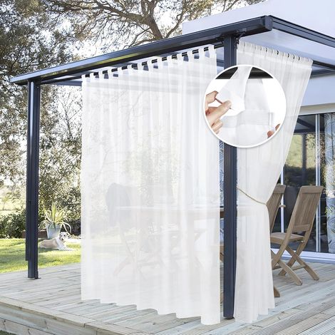 NCE Rideaux d'Extérieur Blanc Rideau Voilage avec Pattes, Draperies Imperméable Décoration de Patio Jardin Terrasse Maison, L 254 x H 213 cm, 1 Piece (1/5)