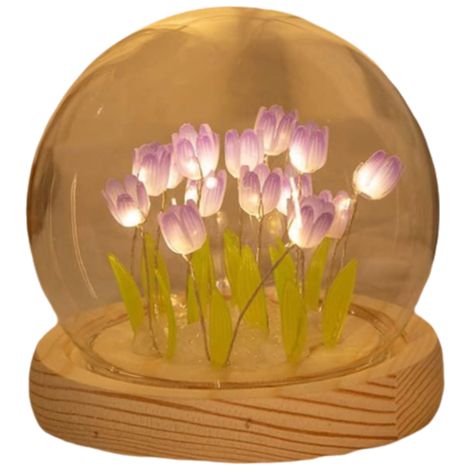 Veilleuse Tulipe - Kit À Monter Soi-Même - Lampe De Chevet Avec Fleurs Artificielles - 13 Pièces (1/5)
