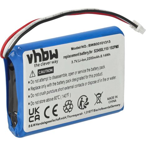 vhbw Batterie compatible avec Blaupunkt Travelpilot 700, 500 GPS, appareil de navigation (2200mAh, 3,7V, Li-ion) - Remplacement pour 1S2PMX, 523450L110