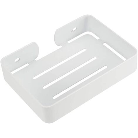 Wall Mounted Stainless Steel Soap Dish with Shower Installation Kit, White (1/4)
