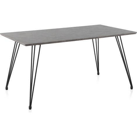 Table en mélamine effet ciment et pieds en métal 160 x 90 cm (1/5)