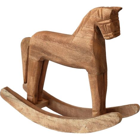 Figurine de cheval à bascule en bois, cheval en bois vintage, collection d'art fait main, figurine décorative pour jardin, maison, chambre et bureau. (1/3)